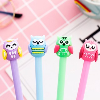 3 Bút Nước Gel Đen Cú Xinh Nhiều Màu - Thỏ Hồng VPP