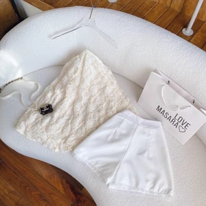 SET ĐỒ NỮ ÁO CỔ YẾM PHỐI QUẦN SHORT VIỀN REN, THOÁNG MÁT, MÙA HÈ | MEOINDAHOUSE