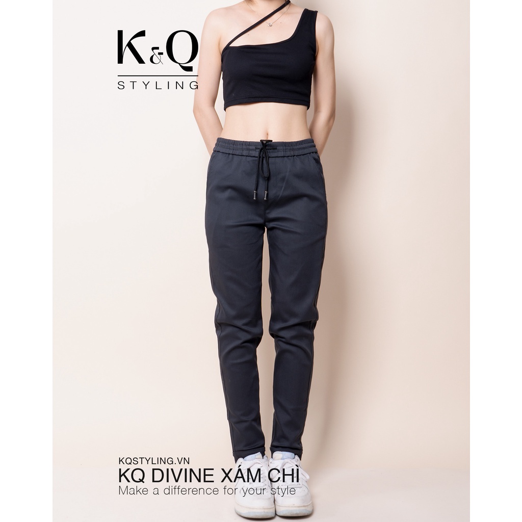 Ảnh Quần ống suông kaki co giãn KQSTYLING xám chì cao cấp 3