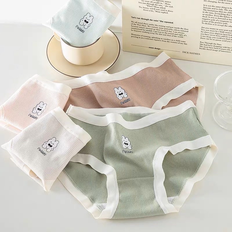 COMBO 10 QUẦN LÓT COTTON TĂM VIỀN SU HÌNH THỎ 0119