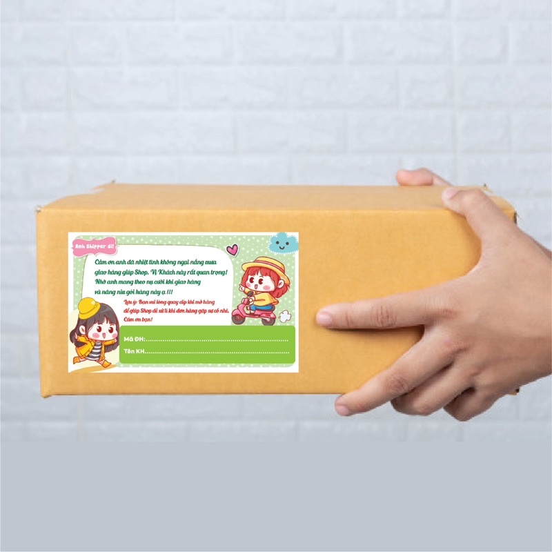 (DECAL THANKS SHIPPER ) combo 100 Tem dán cảm ơn shipper, NHÃN CÁM ƠN SHIPPER-M6