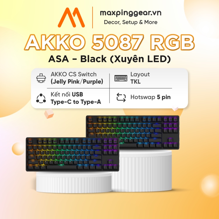 Bàn phím AKKO 5087 RGB ASA – Black (Foam tiêu âm / Hotswap / AKKO CS ...