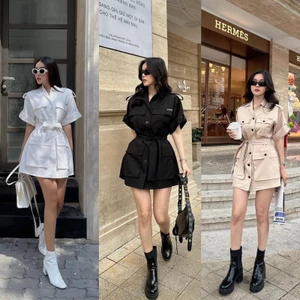 Váy Vest Túi Hộp Hàng Dày Dặn Kèm Đai 3 Màu Có Ảnh Thật