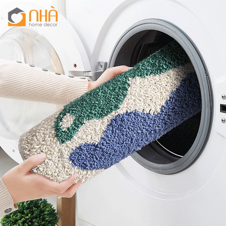 Thảm Sợi Len Siêu Thấm Hút Đế Cao Su Chống Trượt Họa Tiết Dễ Thương