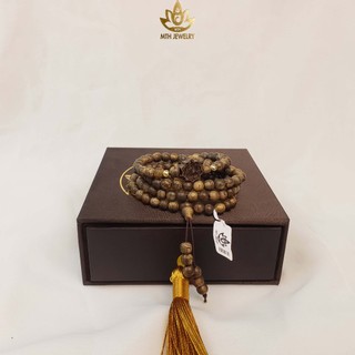 Chuỗi Tràng 108 Hạt Trầm Hương Mix Charm Sen Gỗ - Mộc Trầm Hương MTH