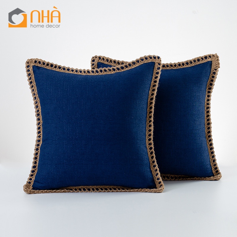 Vỏ Gối Tựa Lưng Gối sofa Bố Dày Viền Sợi Gai Dầu Phong Cách Âu Mỹ