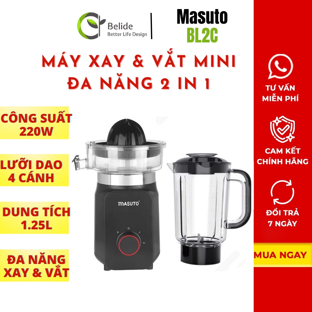 Máy Xay Vắt Điện Đa Năng 2 in 1 Masuto Nhật Bản, Công suất 220W , cối 1 ...