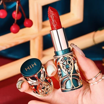 Son nhung lì nội địa Trung vỏ cổ trang HIH mềm mịn lên màu tươi tắn, Son sáp lì không trôi HIH vỏ chạm khắc cổ trang