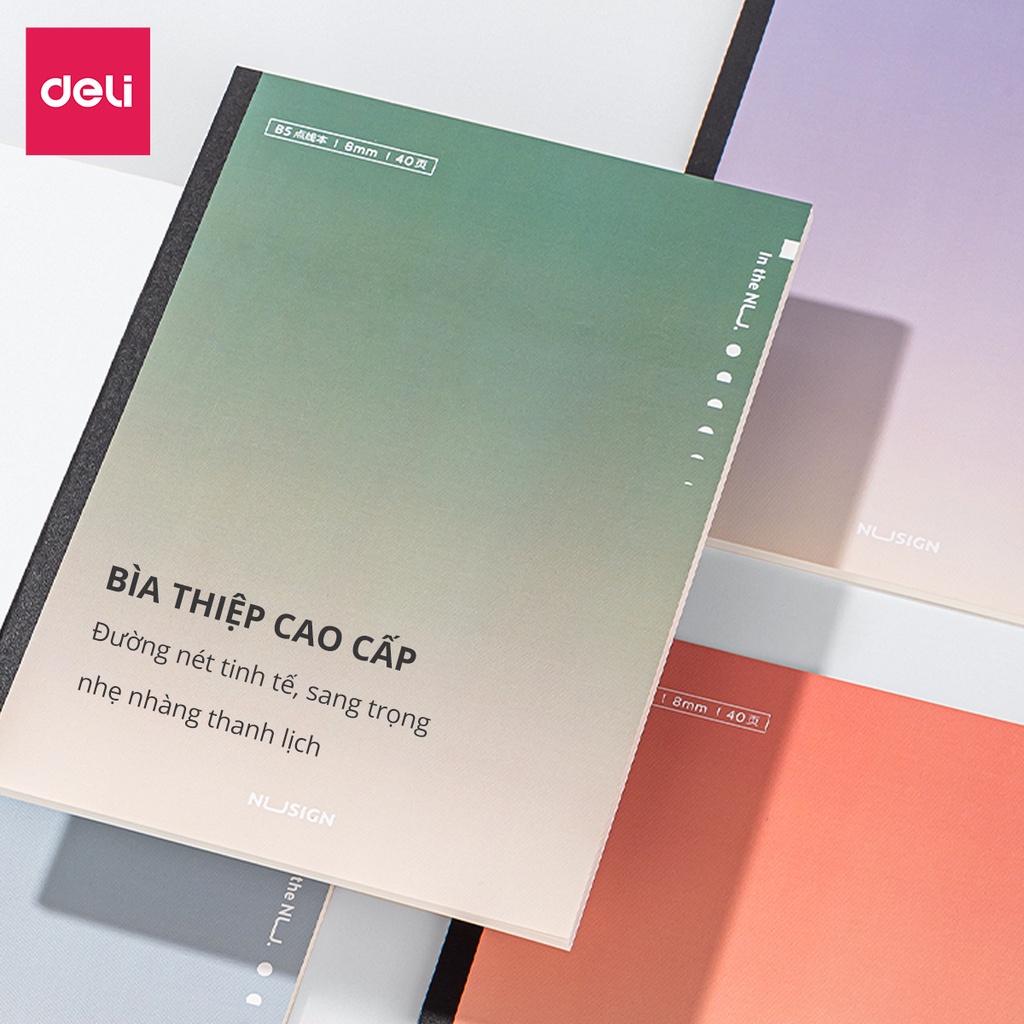 Sổ Vở Ghi Chép Dán Gáy Nusign A5/B5 Cao Cấp Deli - Kẻ Ngang 80 trang - Chống Lóa - Sổ Tay Planner, Tập Vở Học Sinh