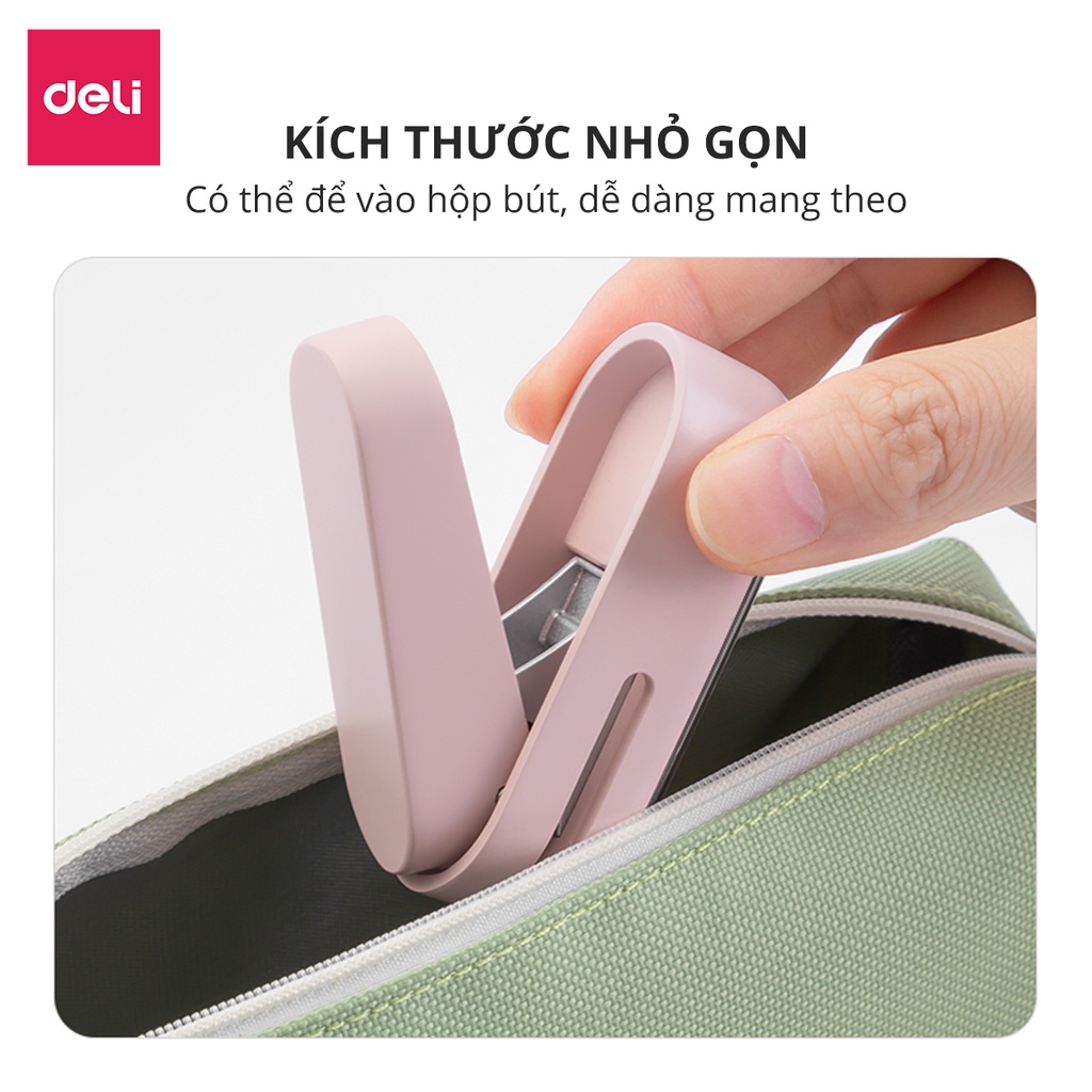 Kìm Bấm Đục Lỗ Giấy Mini Deli Refill Dụng Cụ Bấm Lỗ Giấy Làm Sổ Còng Cầm Tay Tiện Lợi