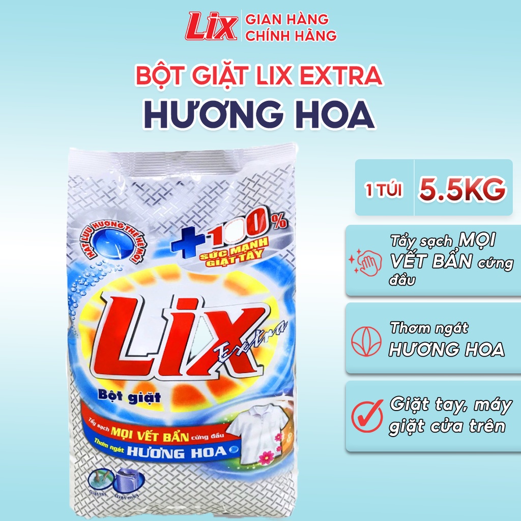 Ảnh Bột giặt Lix Extra hương hoa 5.5Kg EB568 làm trắng quần áo tăng gấp đôi sức mạnh lưu hương lâu cho giặt tay và máy 3