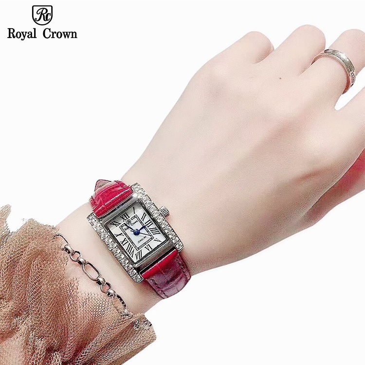 Đồng hồ nữ chính hãng dây da Royal Crown 6306 mặt nhỏ chống nước đẹp, sang chảnh, thời trang