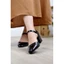 Giày sandal nữ 3 phân gót vuông bít mũi kiểu dáng giày mũi vuông hở gót phong cách Hàn Quốc _S1004HC