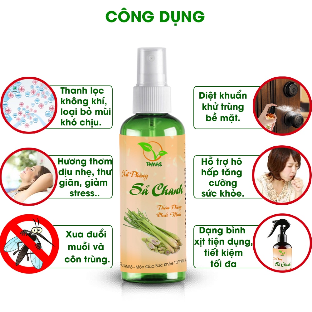 Ảnh Xịt phòng Sả chanh chai 100ml, xịt làm thơm phòng, thư giãn,...chiết xuất từ tinh dầu thiên nhiên, an toàn cho sức khỏe. 2