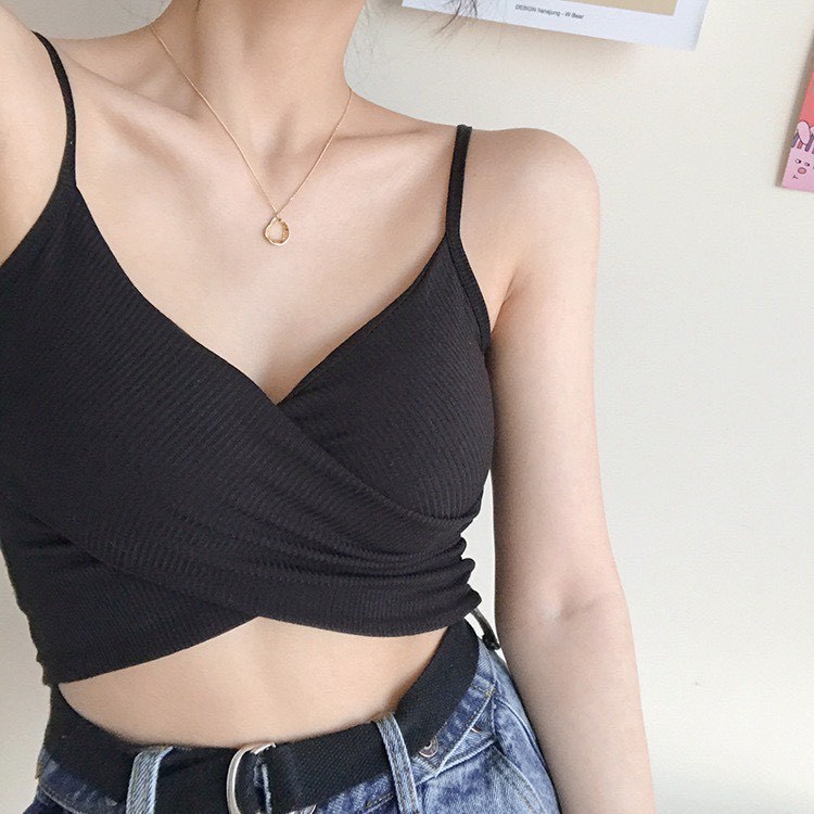 Áo Croptop BigSize Cổ Chữ V Đắp Chéo Tôn Dáng Sang Chảnh - G104