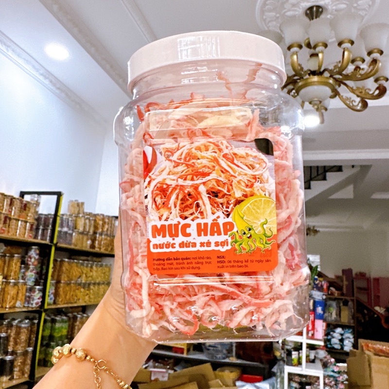 Mực Thái Xé Sợi Hấp Dừa Loại Ngon cao cấp- Hộp 500gr ( Cam Kết không bột)
