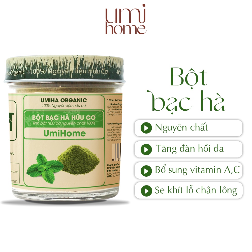 Ảnh Bột đắp mặt nạ Bạc Hà nguyên chất UMIHOME 135g loại bỏ mụn trứng cá, se khít lỗ chân lông, dưỡng hồng da 1