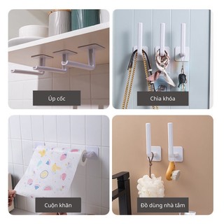 Móc chữ L dán tường treo đồ đa năng,móc dán ko cần khoan đục treo đồ nhà tắm,nhà bếp tiện lợi { H }