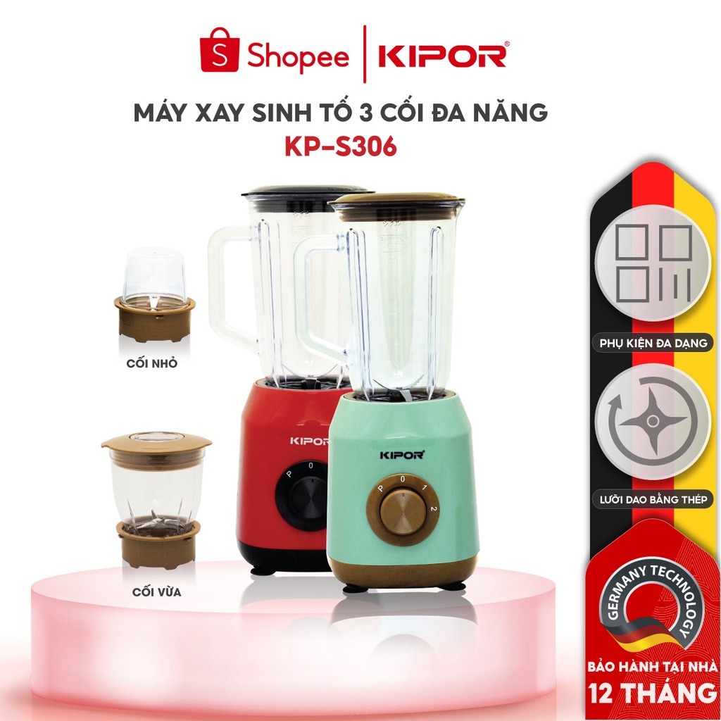 Ảnh Máy xay sinh tố KIPOR KP-S306 - Tặng kèm 3 cối 0,2L, 0,5L, 1,5L - Tự ngắt chống quá tải - Bảo hành tại nhà 12 tháng 1