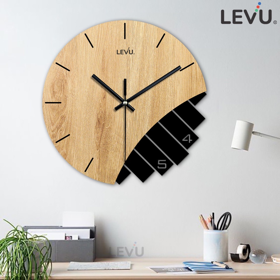 Đồng Hồ Gỗ Treo Tường trang trí mẫu cách điệu kim trôi êm ái