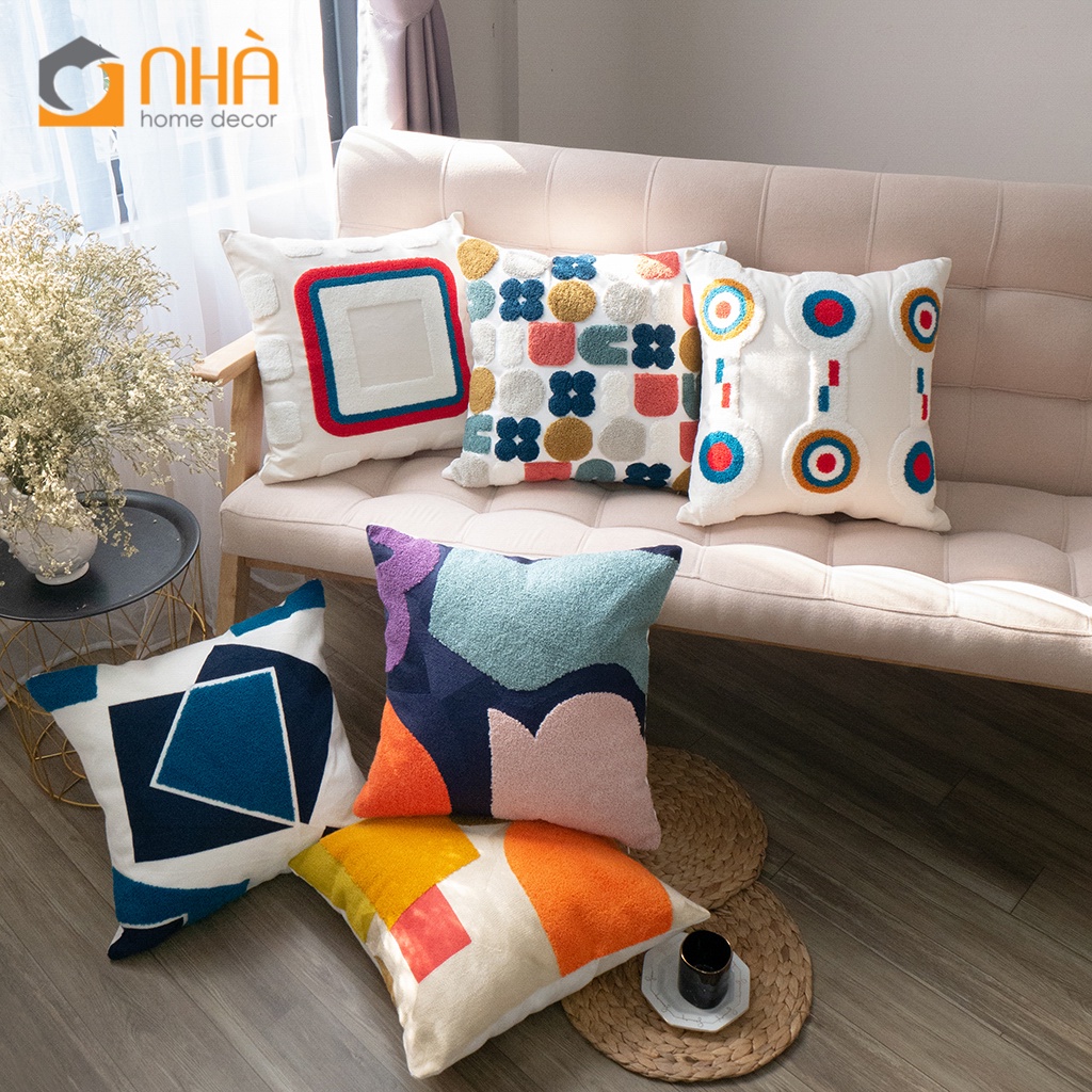 Vỏ Gối Tựa Lưng Sofa Canvas Dệt Nổi Họa Tiết Đặc Sắc Phong Cách Bắc Âu Sang Trọng Cao Cấp