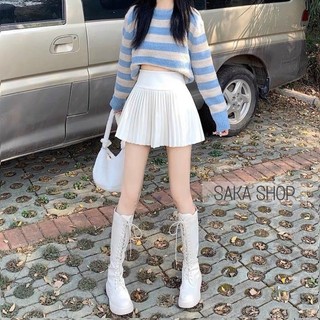 Chân váy ngắn dập ly co quần phía trong trơn màu