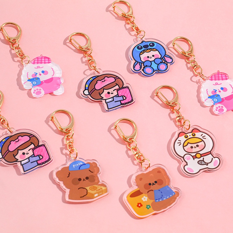 3 Móc Khoá Nhựa Móc Vàng Treo Balo, Túi Sách 4X8Cm