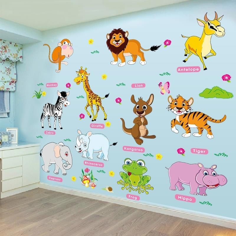 Decal dán Tươngg Mẫu Thú Tiếng Anh 02 ( kèm kích thước)