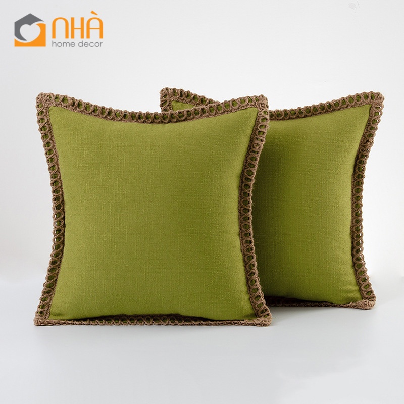 Vỏ Gối Tựa Lưng Gối sofa Bố Dày Viền Sợi Gai Dầu Phong Cách Âu Mỹ
