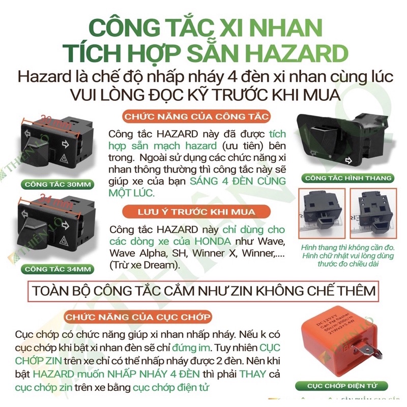 COMBO công tắc hazza + dơ le nháy chỉnh tốc độ đèn + 4 xi nhan led T15 ...