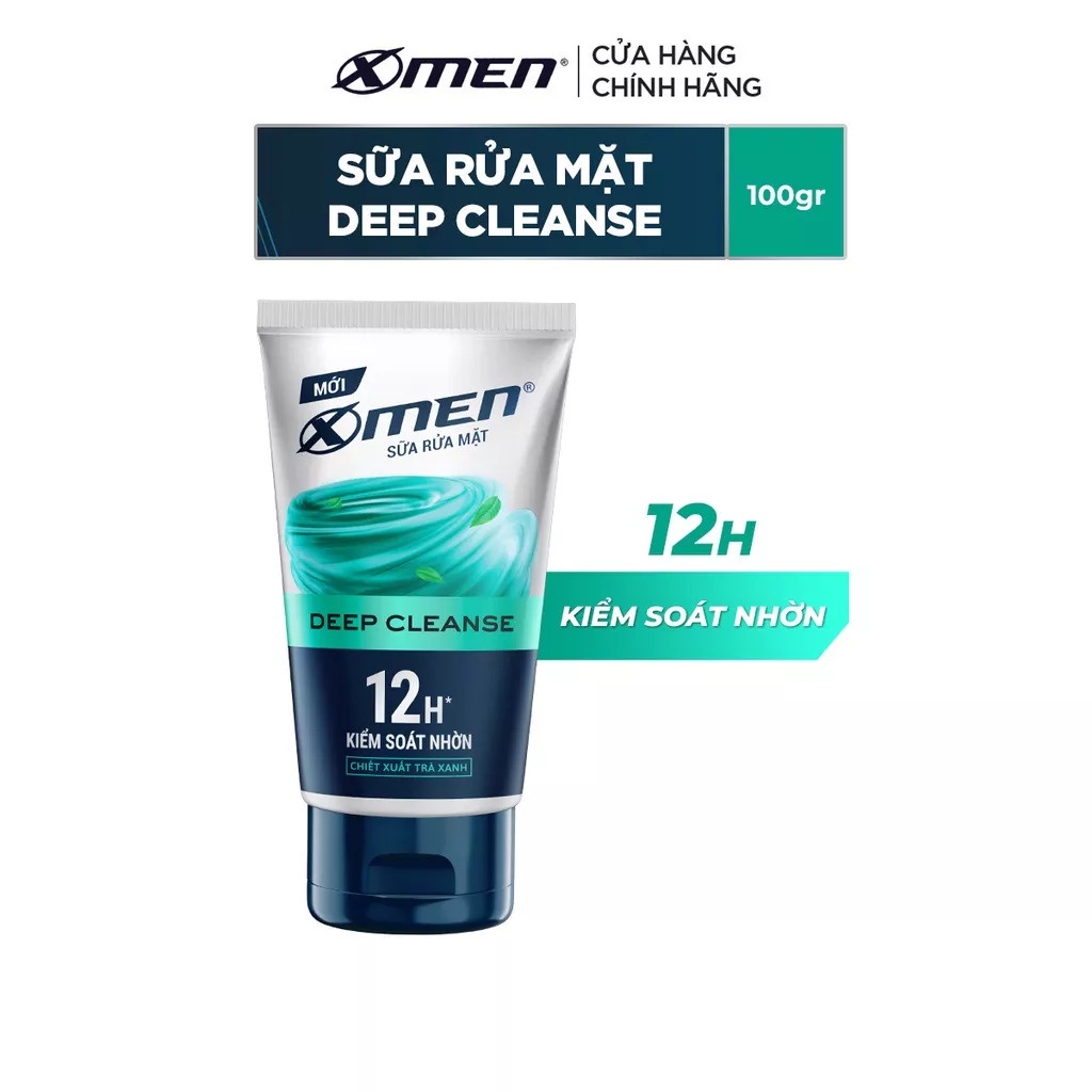 Sữa rửa mặt chiết xuất trà xanh 12h kiểm soát nhờn X-men Deep Cleanse ...