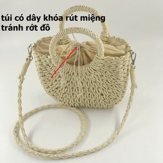 Túi Cói Bán Nguyệt Nơ To 5D