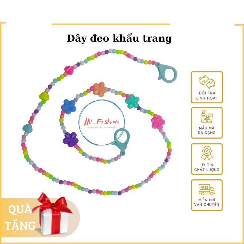 Dây Đeo Khẩu Trang - Dây Đeo Khẩu Trang Cho Bé Hạt Acrylic Phong Cách Hàn Quốc Cute