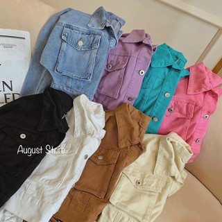 Áo Khoác Jeans Bò Nữ Quảng Châu Dáng Ngắn Màu Pastel Cao Cấp