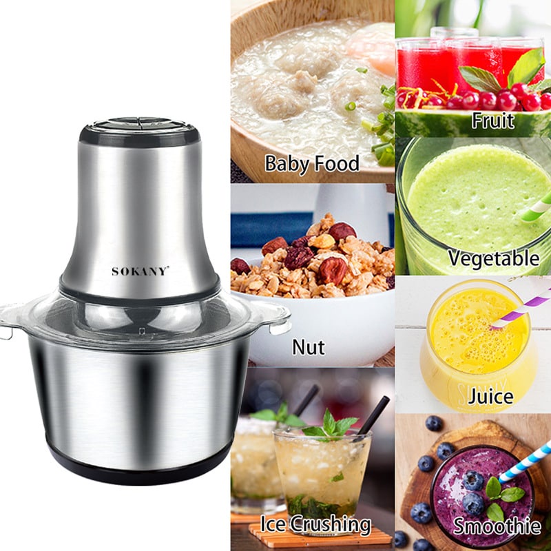 Ảnh Máy xay thịt, sinh tố đa năng cối INOX SOKANY 800W dung tích 3L SK7005A 6 lưỡi dao giúp nhuyễn nhanh thịt, thực phẩm 3