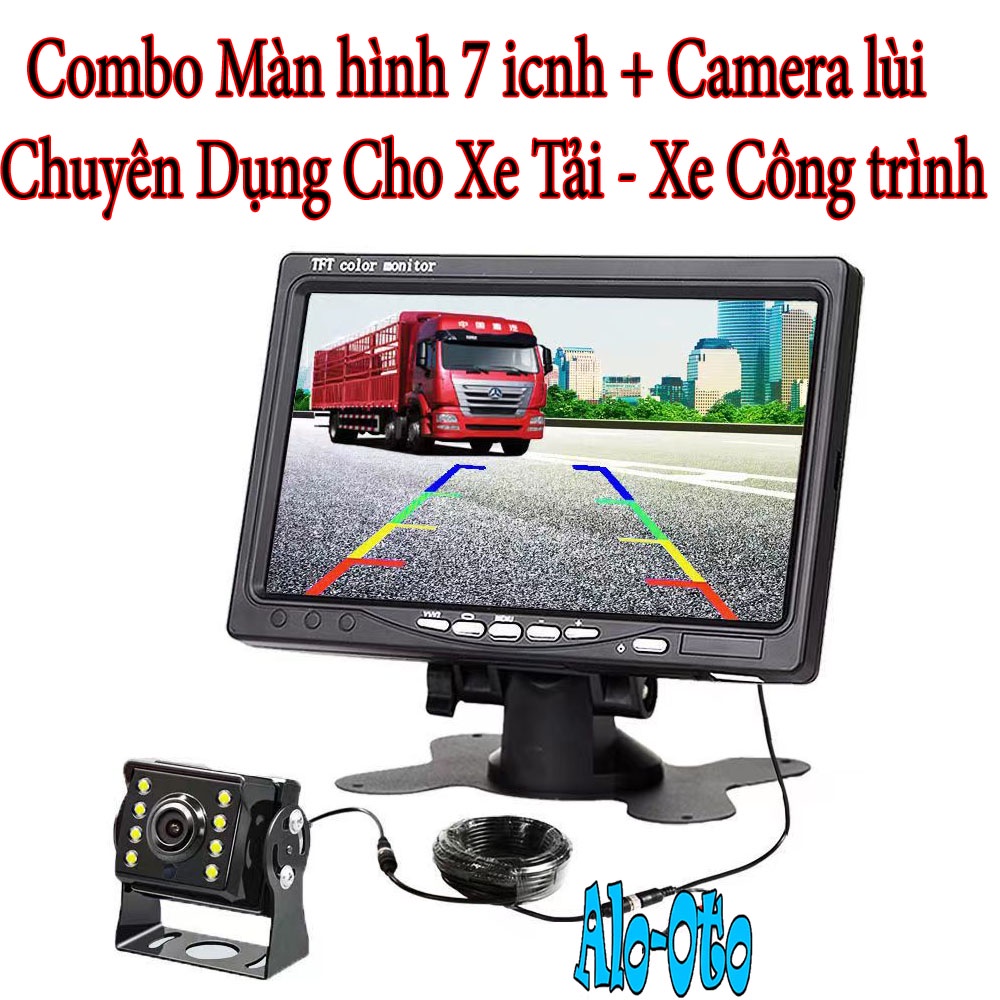 Combo Màn hình + Camera lùi chuyên dụng cho xe tải xe công trình dây ...