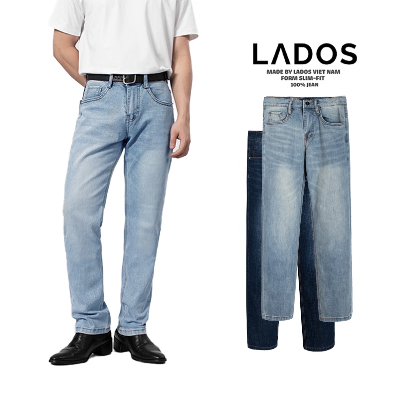 Quần Jeans nam trơn cao cấp form suông LADOS-24068 co giãn, không ra màu, hàng chính hãng