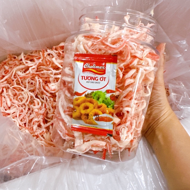Mực Thái Xé Sợi Hấp Dừa Loại ngon đặc biệt- 1Hộp Vuông 500gr