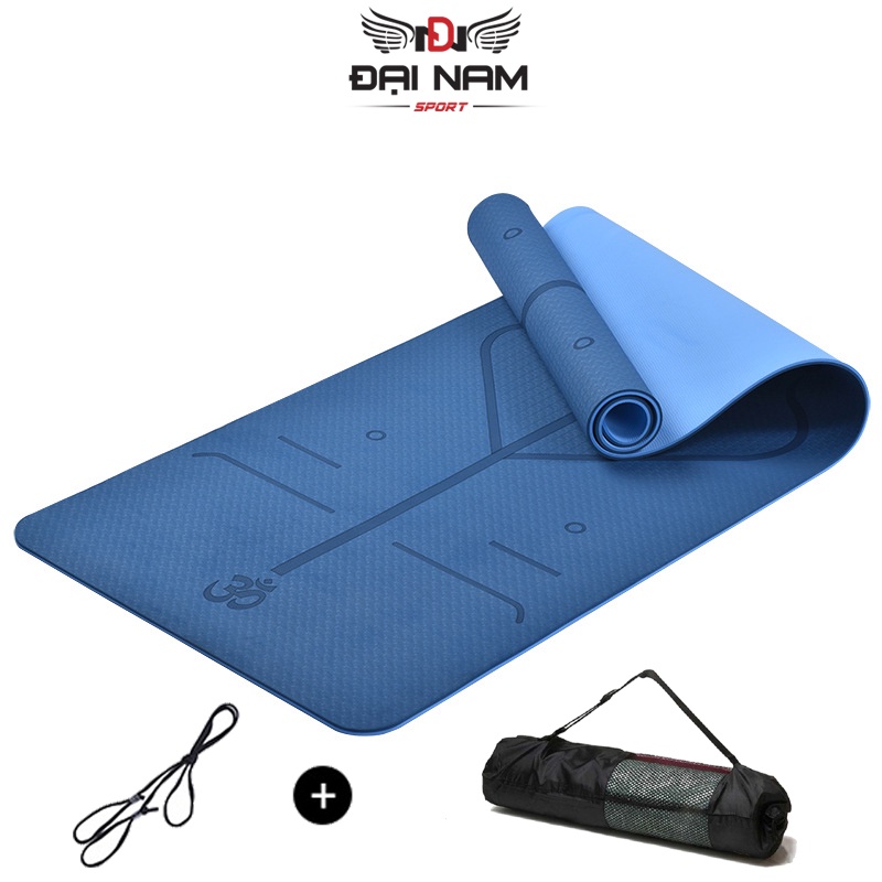 Ảnh Thảm Tập Yoga Định Tuyến TPE 8mm 1 Lớp Cao Cấp,Chống Trơn Trượt Đại Nam Sport + Kèm Túi Và Dây 3