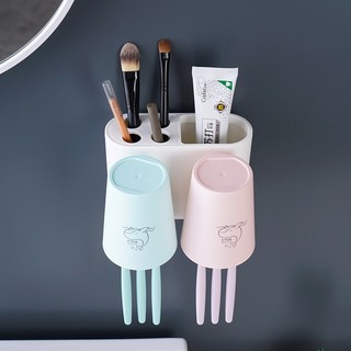 Kệ bàn chải đánh răng dán tường hình cá voi , Giá để bàn chải  kèm 2 cốc 0865