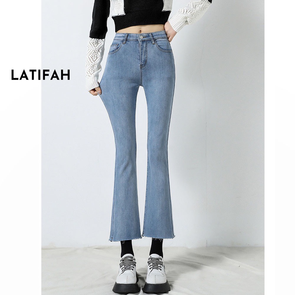 Quần jeans nữ ống loe co giãn tua lai LATIFAH QD047 trẻ trung năng động ulzzang phong cách hàn quốc spe