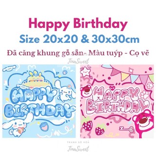 Tranh tô màu theo số Happy Birthday - Chúc mừng sinh nhật - Được căng khung sẵn