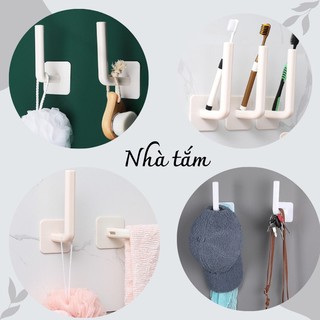 Móc chữ L dán tường treo đồ đa năng,móc dán ko cần khoan đục treo đồ nhà tắm,nhà bếp tiện lợi { H }