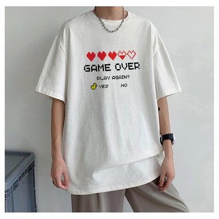 Áo thun Game Over Yes No siêu chất , áo thun tay lỡ form rộng dáng unisex nam nữ chất vải mềm mịn co dãn tốt