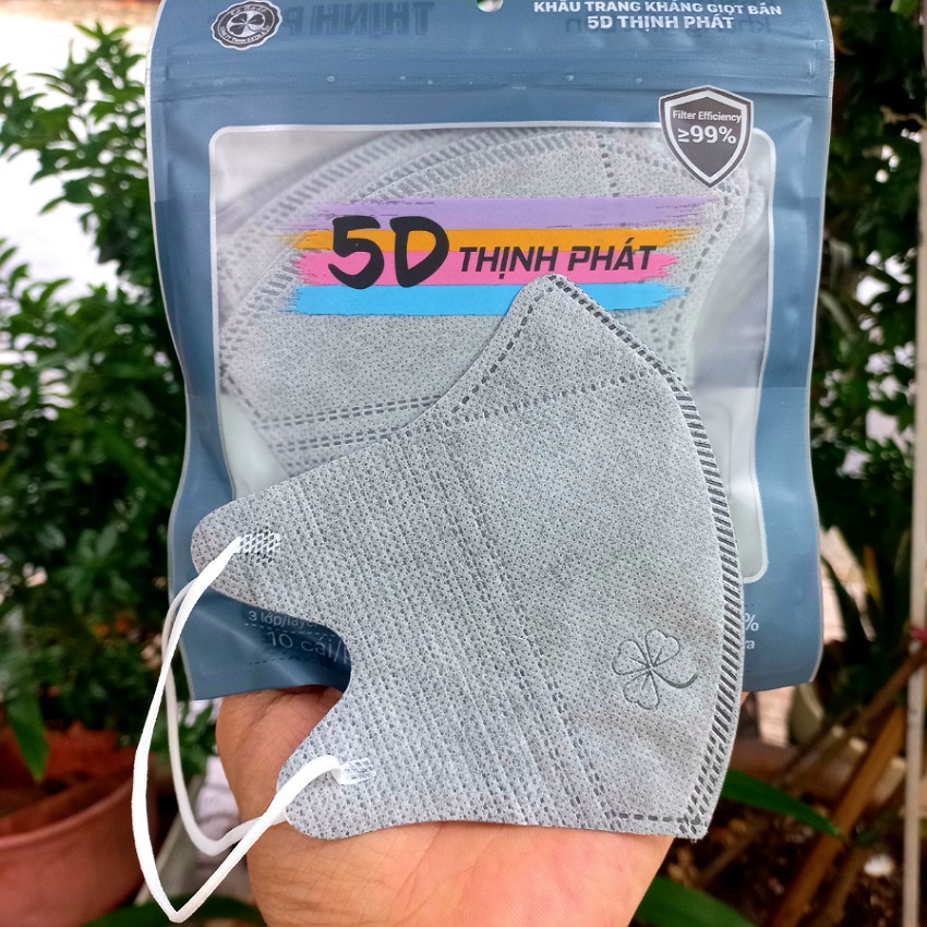 Thùng 100 chiếc khẩu trang 5D Thịnh Phát 3 lớp mềm mịn, ngăn bụi mịn
