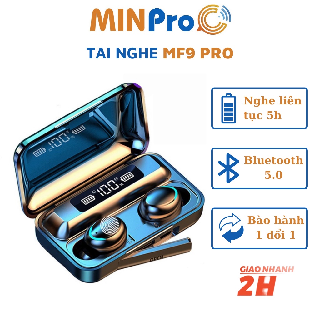 Tai Nghe Bluetooth MINPRO MF9 Pro - Cảm Ứng Thông Minh Playtime Đến 22H Chống Nước Hàng Chính Hãng - Bảo hành 1 đổi 1
