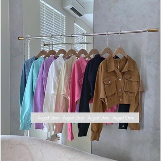 Áo Khoác Jeans Bò Nữ Quảng Châu Dáng Ngắn Màu Pastel Cao Cấp