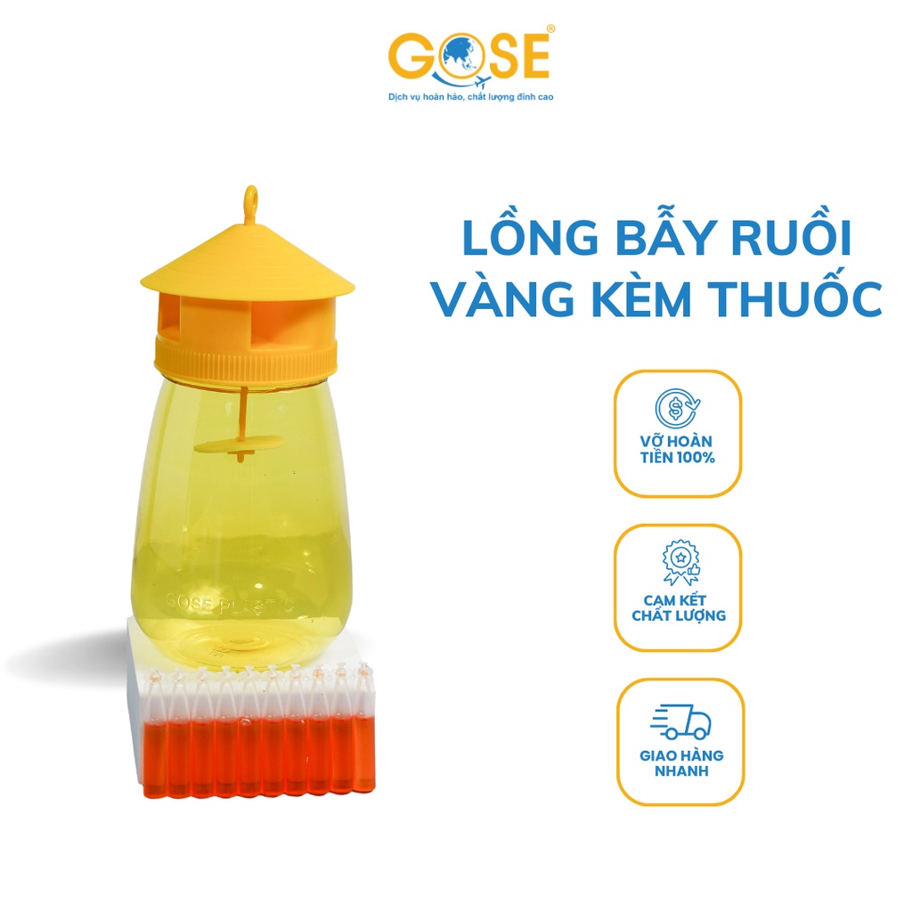 Ảnh Bẫy ruồi vàng 1L GOSE hũ bẫy côn trùng kèm thuốc dẫn dụ hàng chính hãng 1