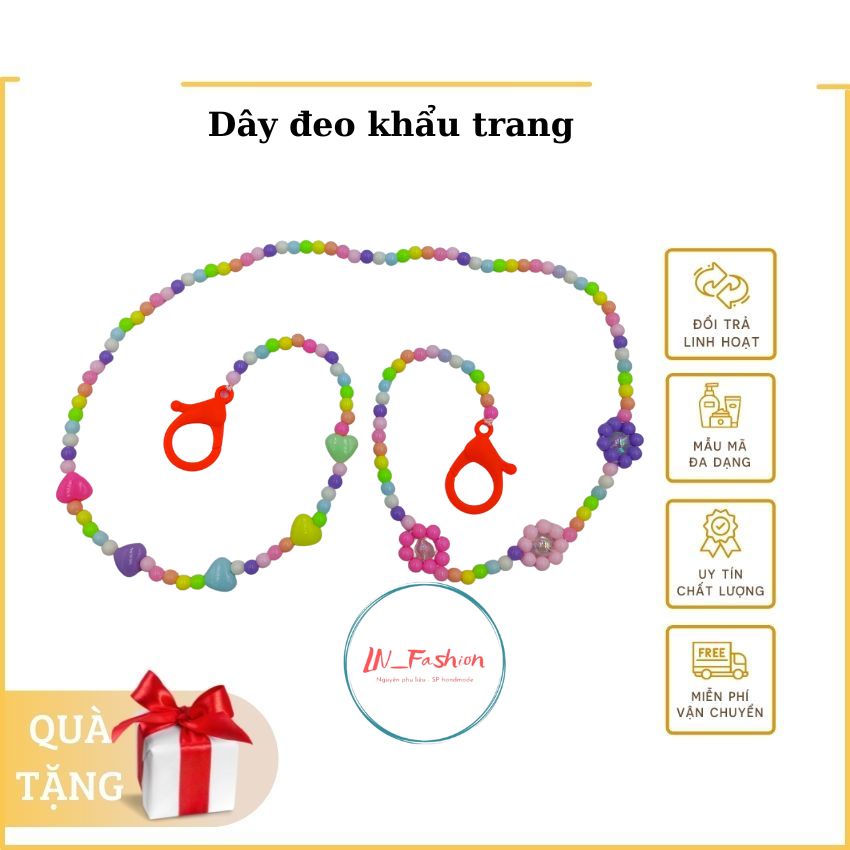 Dây Đeo Khẩu Trang - Dây Đeo Khẩu Trang Cho Bé Hạt Acrylic Phong Cách Hàn Quốc Cute