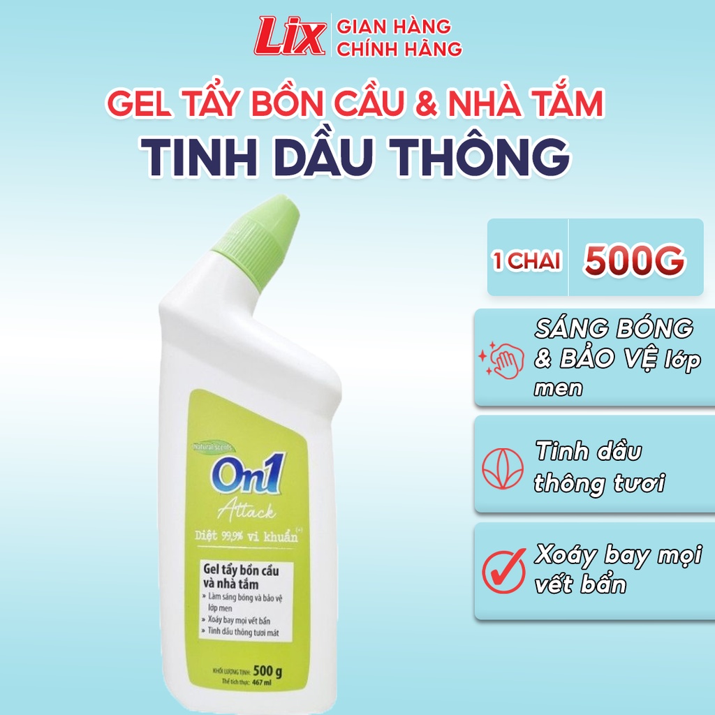 Ảnh Gel tẩy bồn cầu và nhà tắm On1 dung tích 500G N0501, giúp diệt khuẩn 99,9 %, tẩy ố, làm trắng nhà tắm, bồn cầu hiệu quả 1